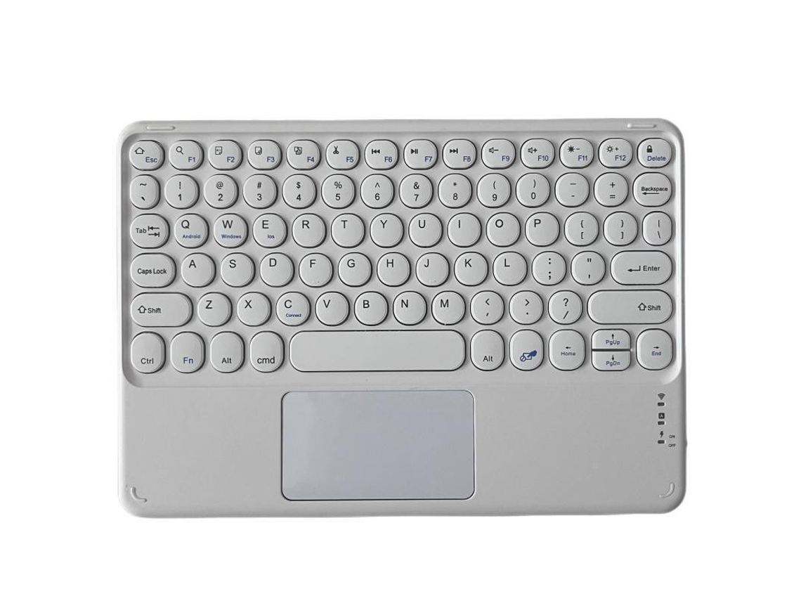Teclado inalámbrico Bluetooth Yuysan de 10 pulgadas con teclas redondas y panel táctil, color blanco
