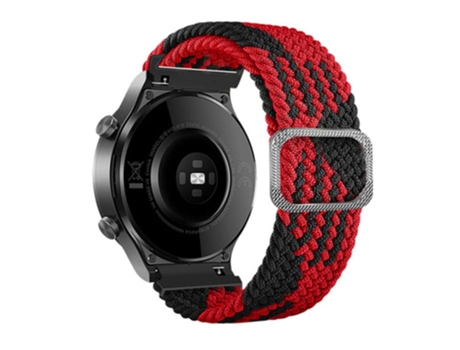 Correa de nailon 22mm con hebilla para Samsung Galaxy Watch3 45mm/Huami Amazfit Pace/Stratos - rojo/negro