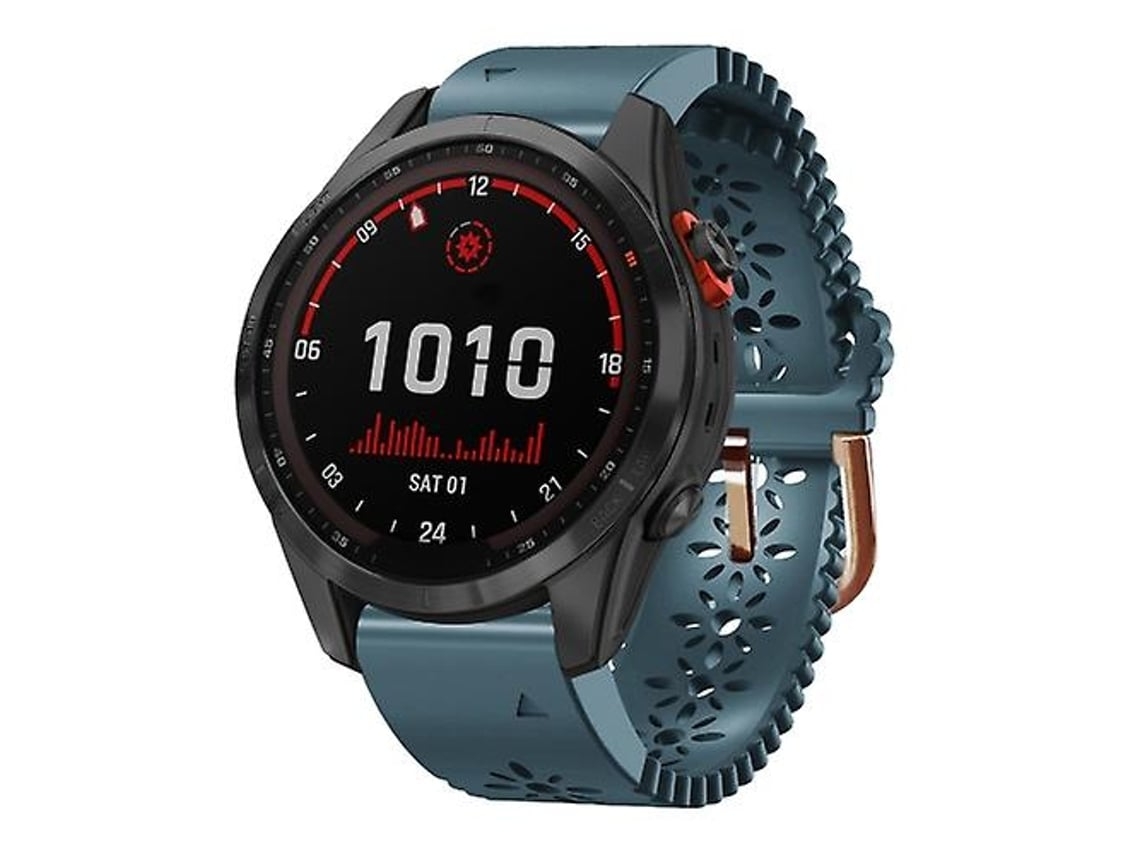 Correa de silicona para reloj Garmin Fenix 7s Solar de 20 mm para mujer con punzón de encaje azul lago Chennnls