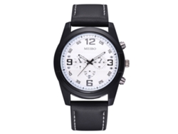 Reloj De Pulsera Mujer Moda Casual De Cuarzo Con Correa De Cuero Pu Negro