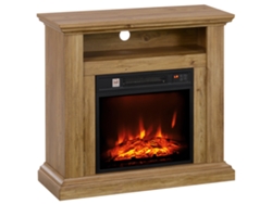 Chimenea eléctrica con efecto de llama 3D, brillo regulable, 1800 W, con mando a distancia, 81,5 x 30 x 76,2 cm, efecto madera marrón.