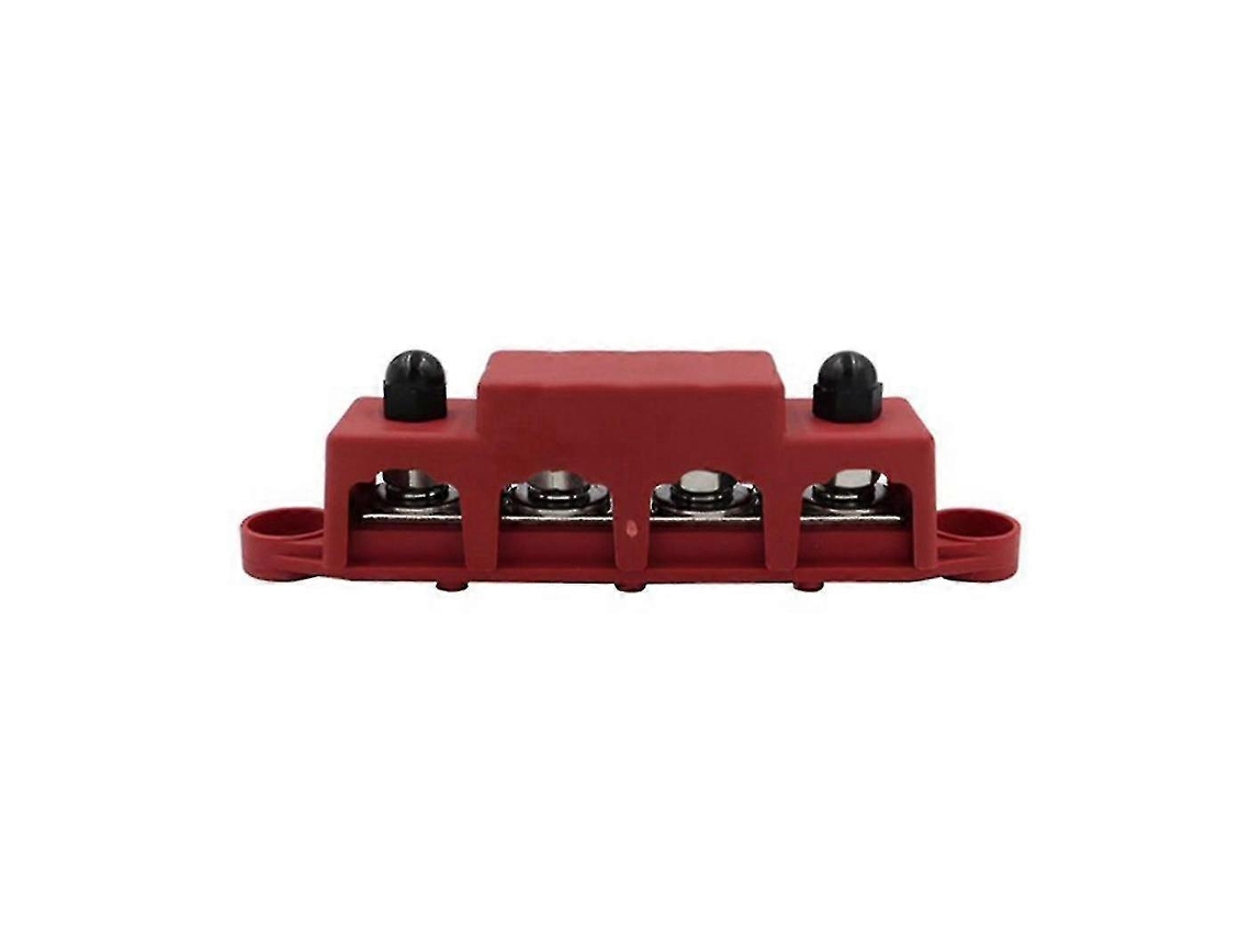 Bloque De Distribución De Potencia Busbar 48v 250a Con 4 Terminales M8 Para Coche Rv Marina Cable Organizer Caja Rojo