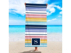 Toalla de playa de microfibra a rayas Yuysan, de alta absorción y secado rápido, 180x90cm, modelo ST114, color azul.