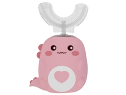 Cepillo de dientes eléctrico infantil en forma de U con cerdas de silicona suave y estampado animal vibrante. GOKOCO