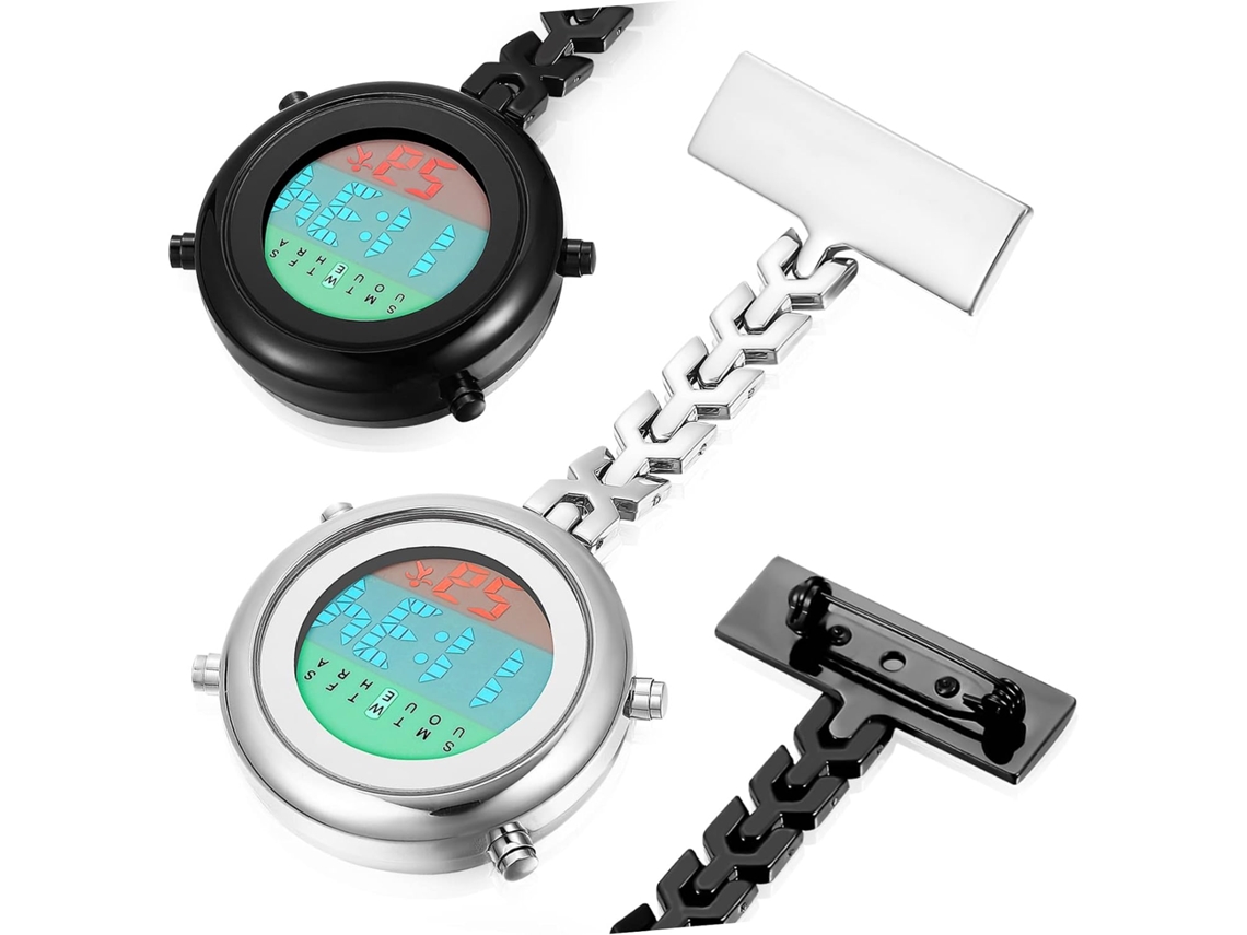 Relojes Pulsera Acero Inoxidable Enfermeras Indicador Fecha Bolsillo Multifuncionales Mujeres Médicos Clip