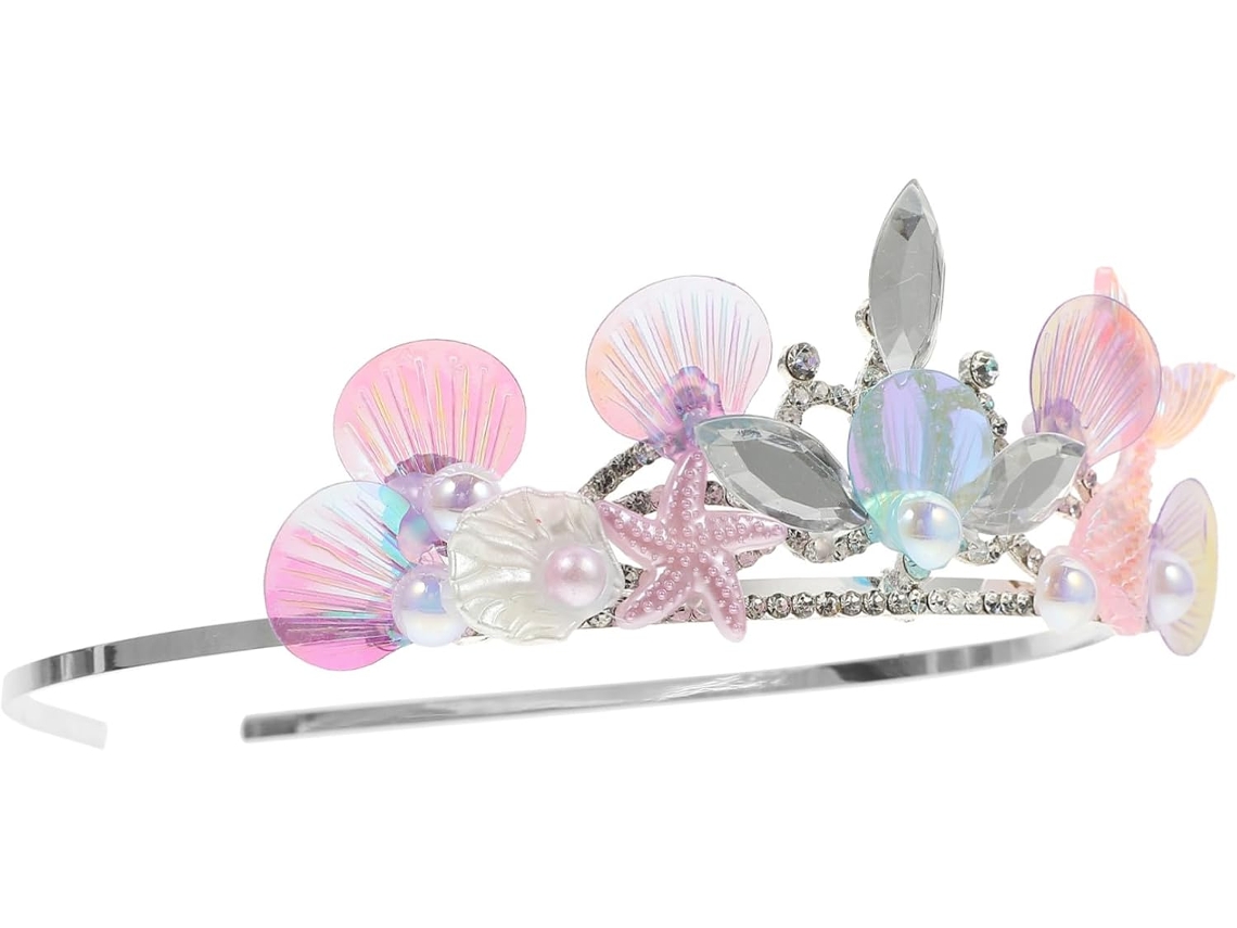 Tiara Para El Cabello De Fiesta Para Niñas, Talla Única, Diseño De Sirena De Metal Ligero.