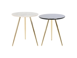 Set 2 Mesita Auxiliar Metal Resina 46x46x45cm