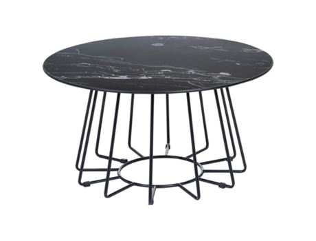 Mesa de centro de vidrio templado negro/blanco ø 80 cm BELIANI Bernie