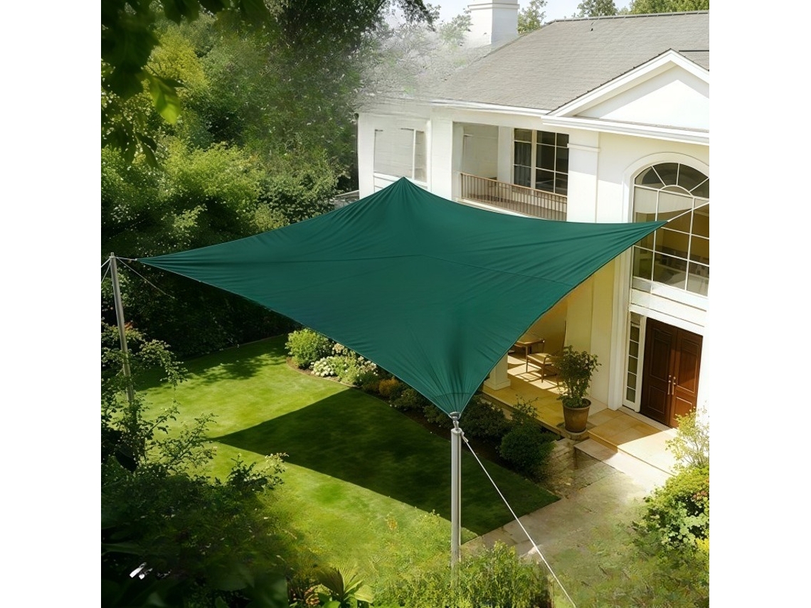 Sombrilla Rectangular De Tela Oxford Estilo Vela, 3x3 M, Verde Oscuro, Digitallab