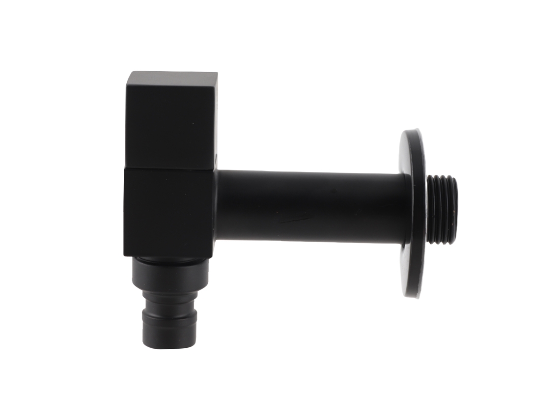 Llave de grifo de agua cuadrada G1/2, cobre frío, para lavadora individual, color negro
