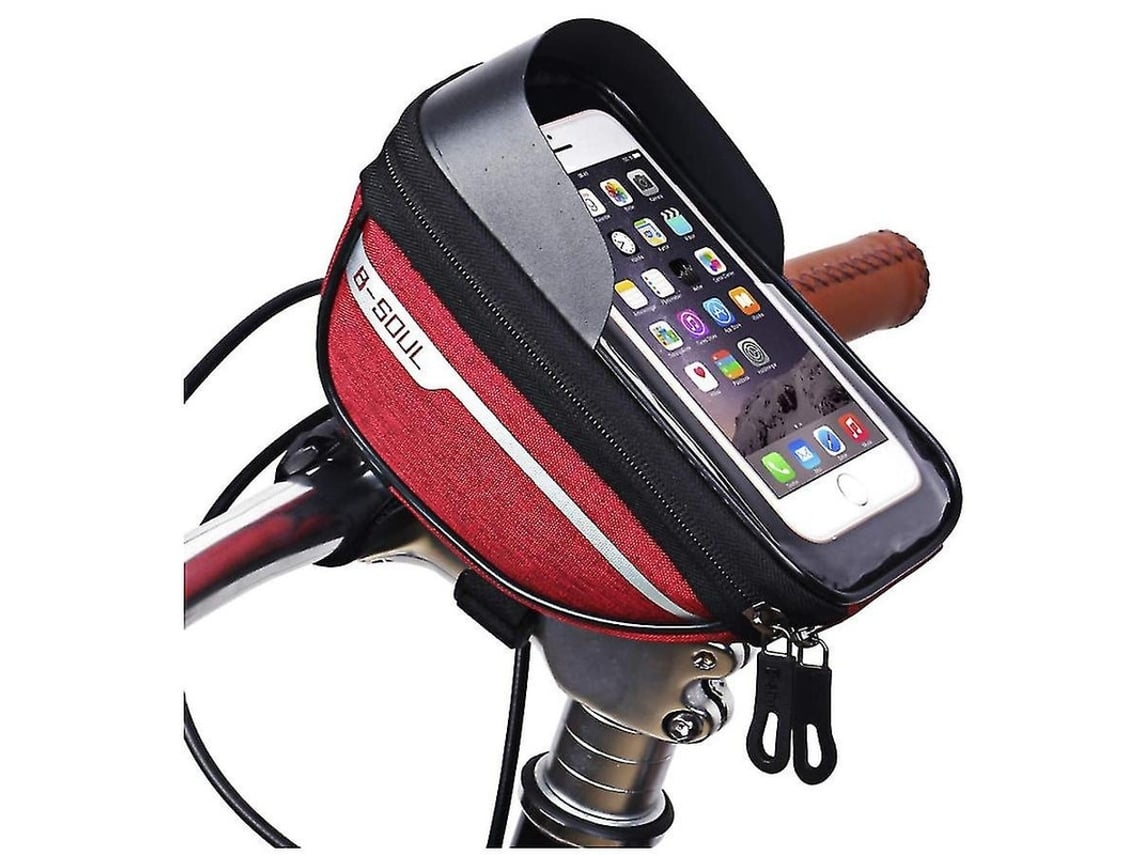 Bolsa para manillar de bicicleta, soporte para pantalla de teléfono, color rojo, de 6,5 pulgadas, Gusshious