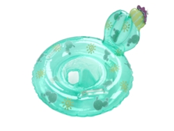 Aro de natación inflable con forma de cactus verde, con asiento y asas para niños.
