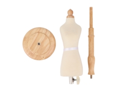 Maniquí femenino profesional en madera de haya con base de madera para exhibición de ropa y costura.