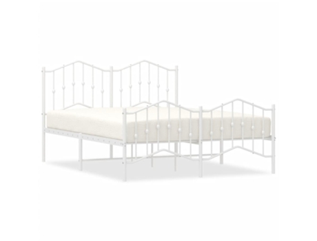 Estructura de cama con cabecero y patas VIDAXL metal blanco (135x190 cm)