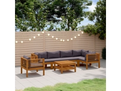 Conjunto de salón de jardín de 7 piezas con cojines de madera maciza de acacia, Dkd Home Decor