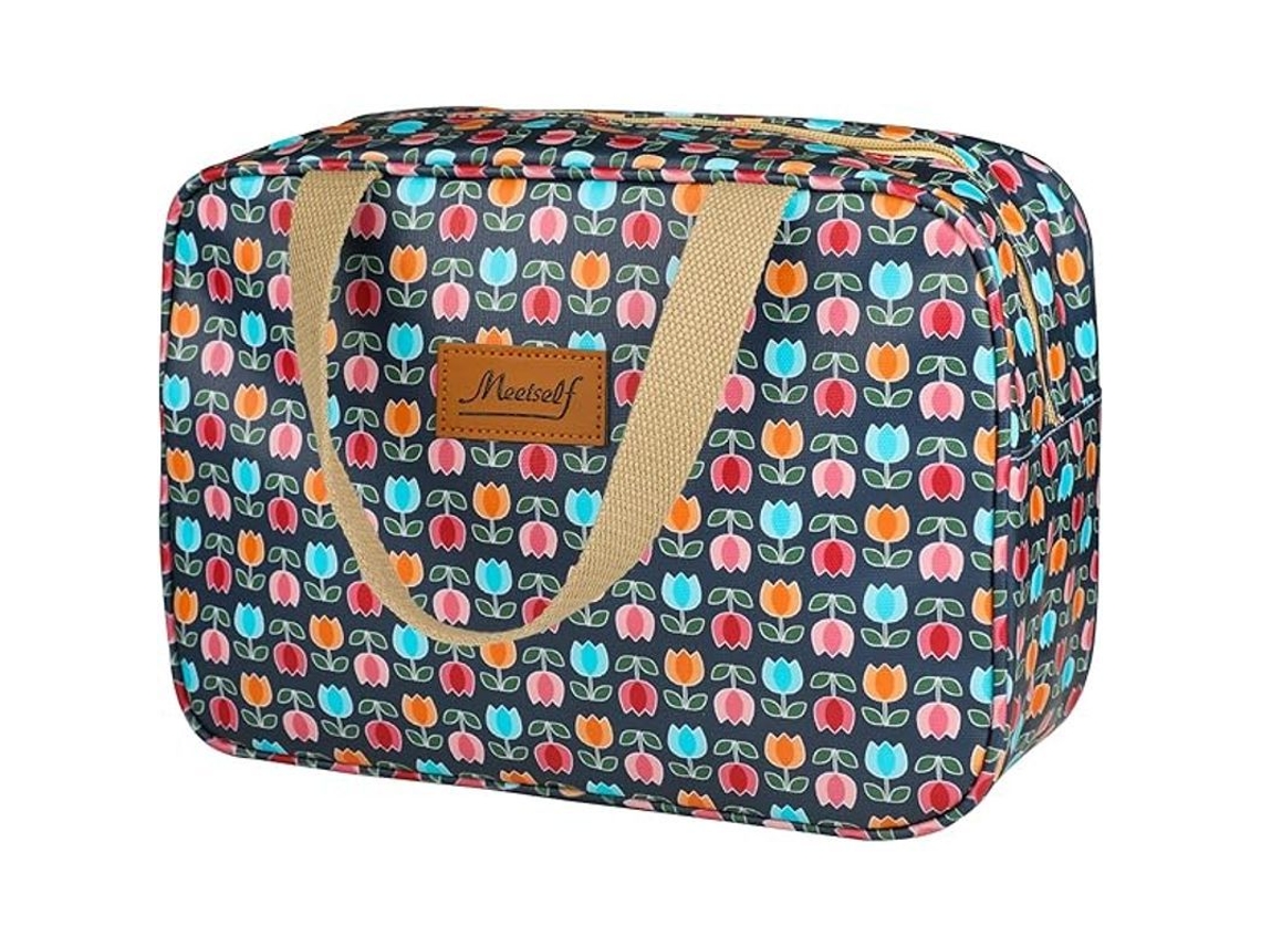 Neceser Portátil Con Estampado Floral Y Cremallera, Organizador De Cosméticos Impermeable.