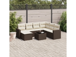 Conjunto de sofá de jardín de 8 piezas con cojines de mimbre marrón de DKD Home Decor