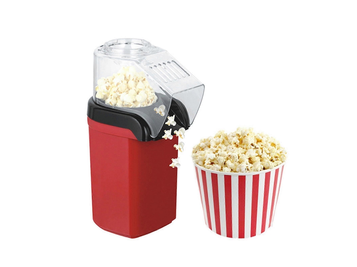 Máquina para hacer palomitas de maíz con aire caliente de 1200 W, lista en 3 minutos con recipiente para mantequilla, ideal para uso doméstico.
