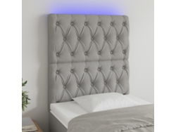 Cabecero Con Luces Led Tela Gris Claro 80x7x118/128 Cm