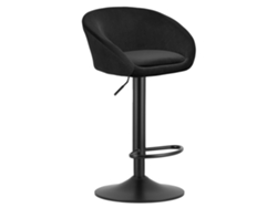 Taburete De Bar Este Asiento Negro, Base Negra, Asiento De Terciopelo, Regulable En Altura.