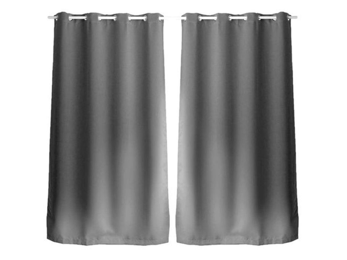Conjunto De Cortina Blackout Toilinux Ilhós Redondos Poliéster Gris - 2pcs (240 Cm)
