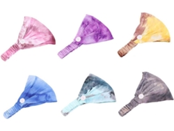 Conjunto De 6 Faixas De Cabelo Tie-dye Com Botões Absorventes De Suor Para Ioga E Esportes.