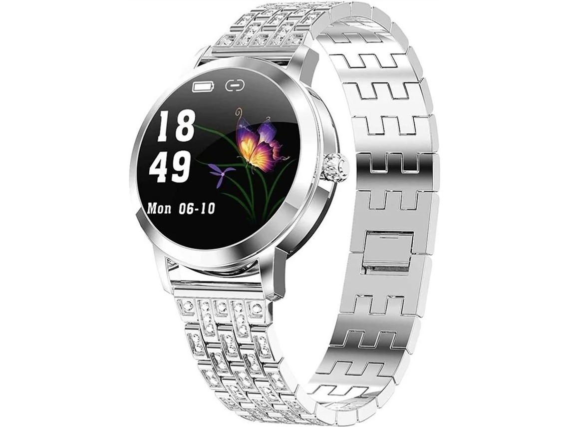 Reloj inteligente elegante para mujer, con Bluetooth, música, banda de acero, monitor de actividad física, sueño, plateado, Yizhood