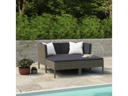 Conjunto de muebles de jardín con cojines, mimbre gris PE, Dkd Home Decor