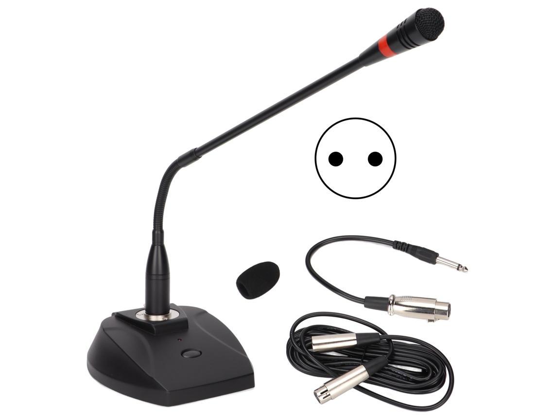 Micrófono De Mesa Con Cuello De Cisne Y Cable Xlr A 6,35 Mm Para Reuniones Y Discursos.