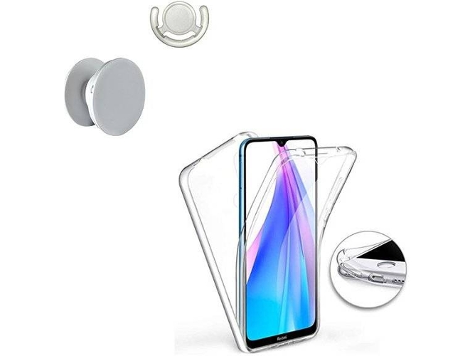 Kit Funda, 1 PopSocket y 1 Soporte PopSocket Xiaomi Redmi Note 8T 360° Transparente