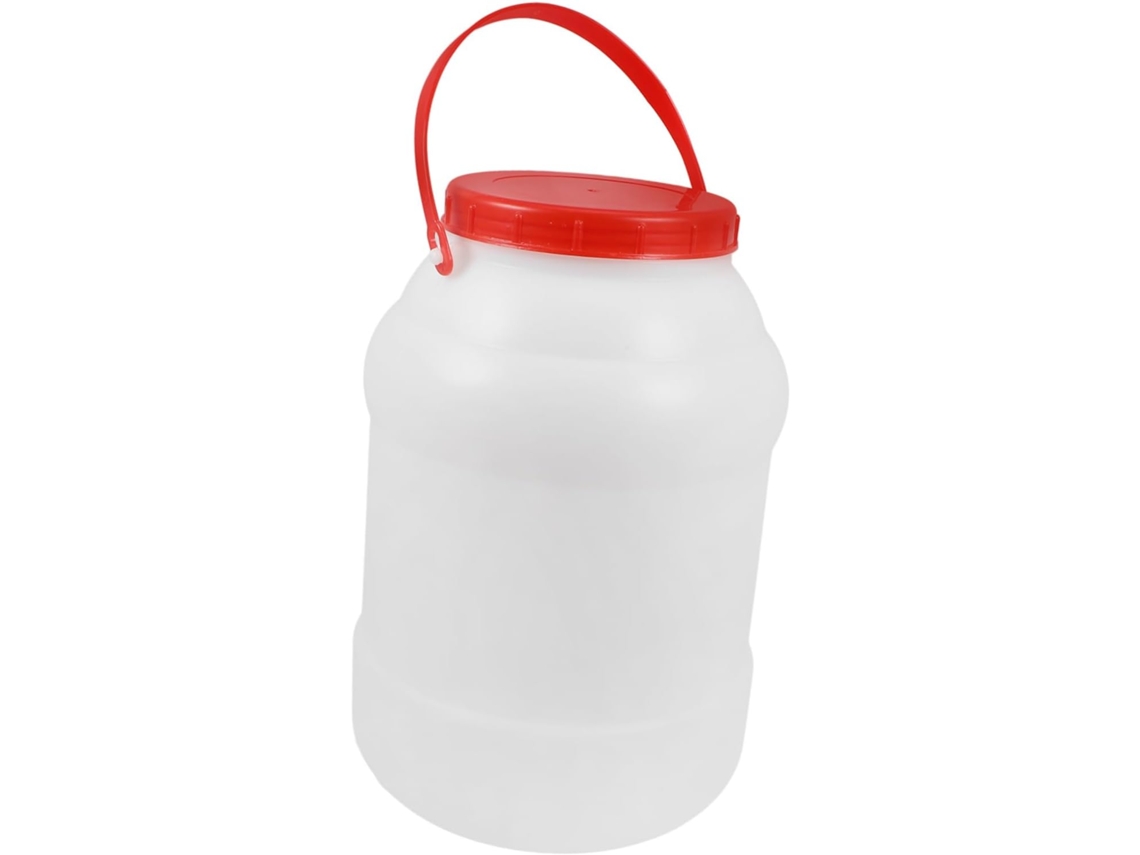 Cubo de plástico portátil con tapa para almacenar agua, ideal para acampar y para uso general.