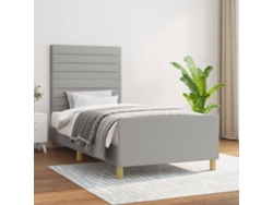 Estructura De Cama Sin Colchón Tela Gris Claro 80x200 Cm