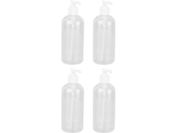 Conjunto De 4 Frascos Com Bomba Dosadora De 500ml Para Shampoo E Loção Em Pet Transparente.