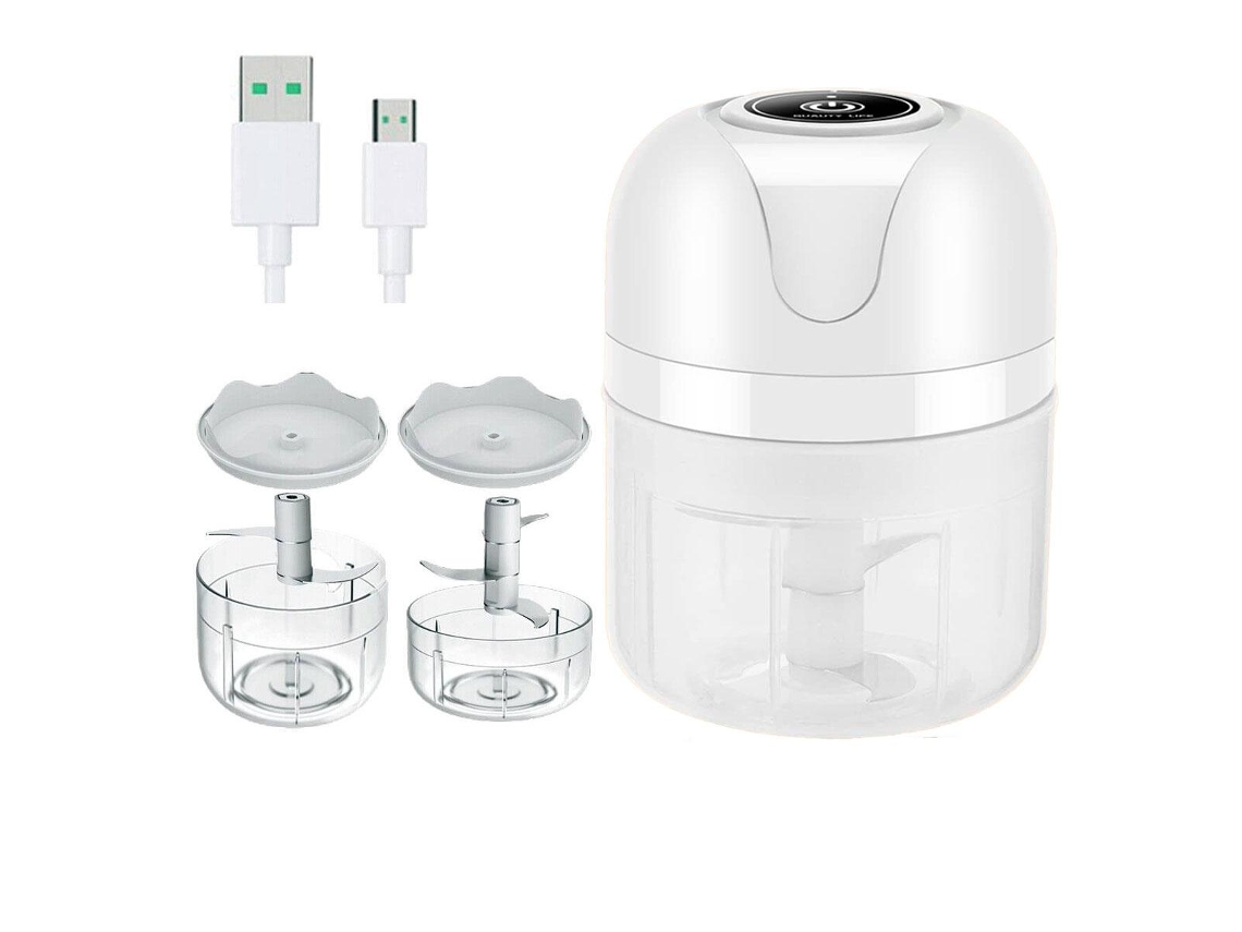 JILLIOPER Mini picadora de ajo eléctrica, procesador de alimentos portátil inalámbrico con carga USB, cuchillas de acero inoxidable 304 para ajo, jengibre, cebo