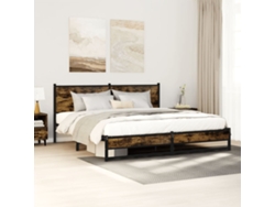 Estructura De Cama Sin Colchón Metal Roble Ahumado 183x213 Cm