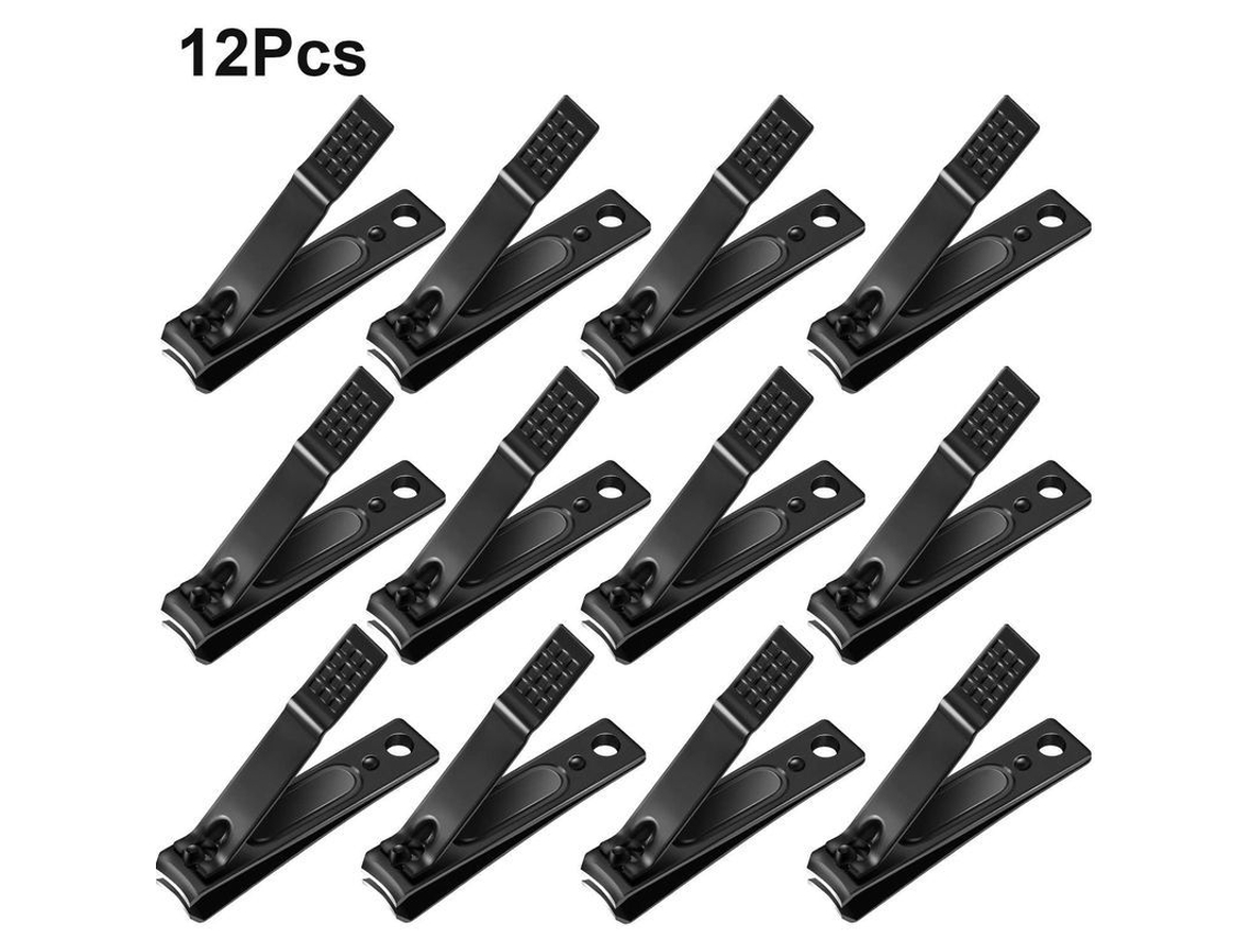 Juego De 12 Tijeras De Uñas De Acero Inoxidable Para Manos Y Pies, Color Negro.