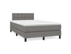 Cama Box Spring Con Colchón Y Led Tela Marrón Oscuro 120x190 Cm
