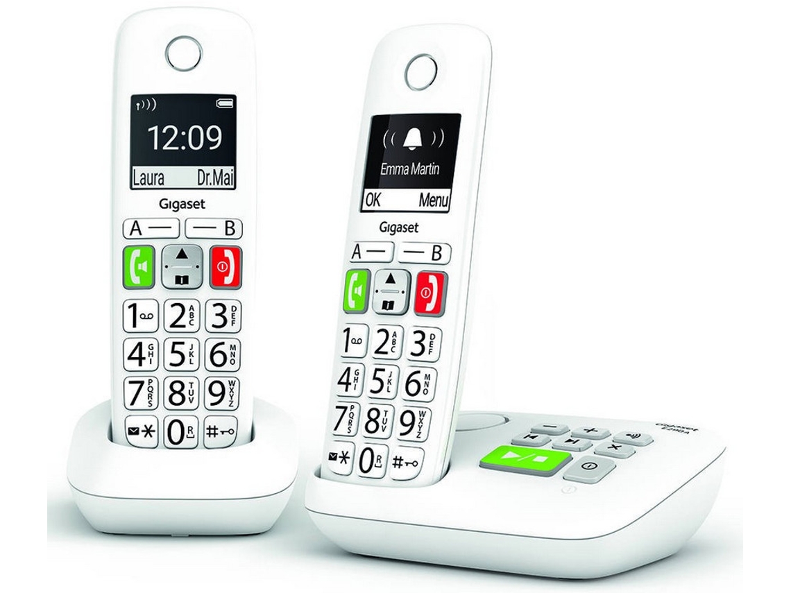 Teléfono Inalámbrico Dect Duo Blanco con Contestador E290Aduonoir