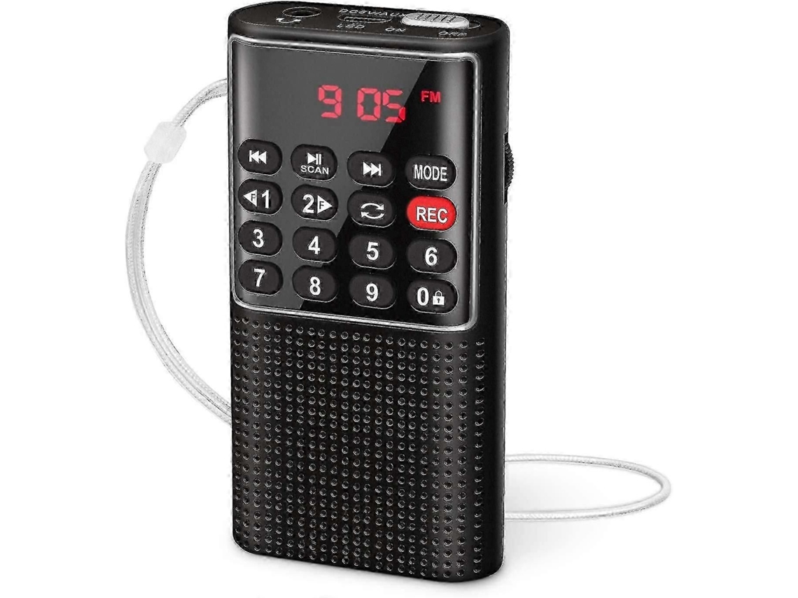 Radio portátil AM/FM con auriculares GOKOCO, estilo Walkman, recargable.