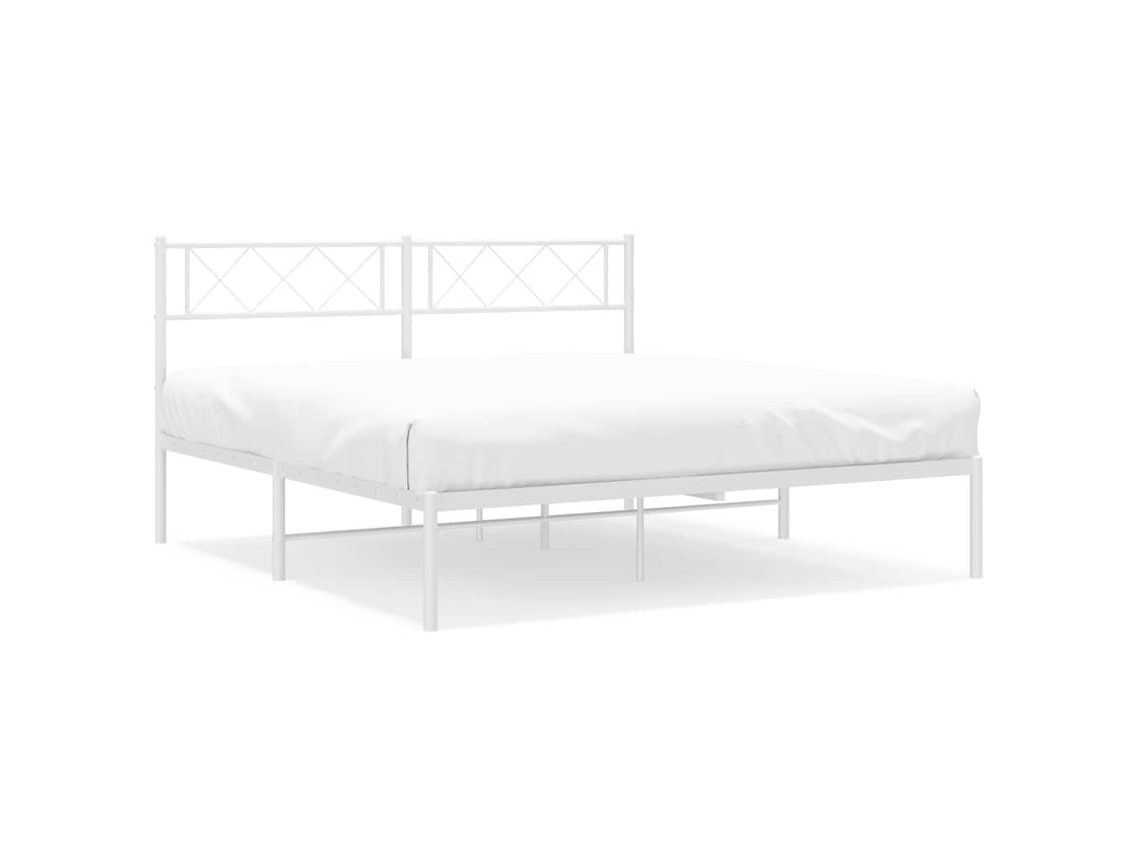 Maison Exclusive - Estructura Cama Sin Colchón Con Cabecero Metal Blanco 135x190cm