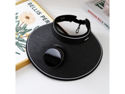 (negro Grande) Sombrero De Sol Eléctrico De Ala Ancha Con Ventilador Para Hombre, Protección Uv.
