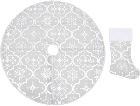 vidaXL Falda del árbol de Navidad de lujo y calcetín tela blanco 122cm
