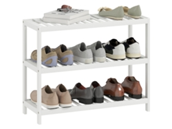 Estantería Bambú 3 Niveles Zapatero Almacenamiento Lacado Blanco