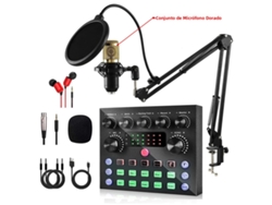 Tarjeta de sonido en vivo con micrófono, equipo para podcasting, grabación y streaming Mdug (Set Oro)