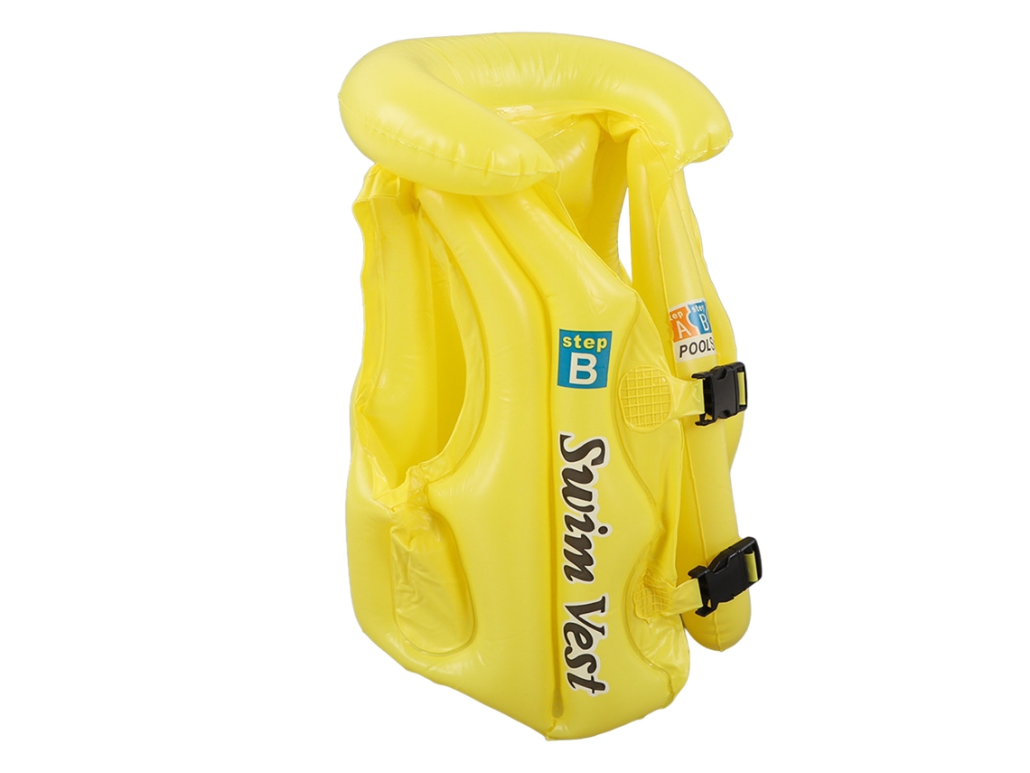 Chaleco Salvavidas Inflable Para Niños De 3 A 8 Años, Flotación Equilibrada, Cierre Rápido, Amarillo, Talla Mediana