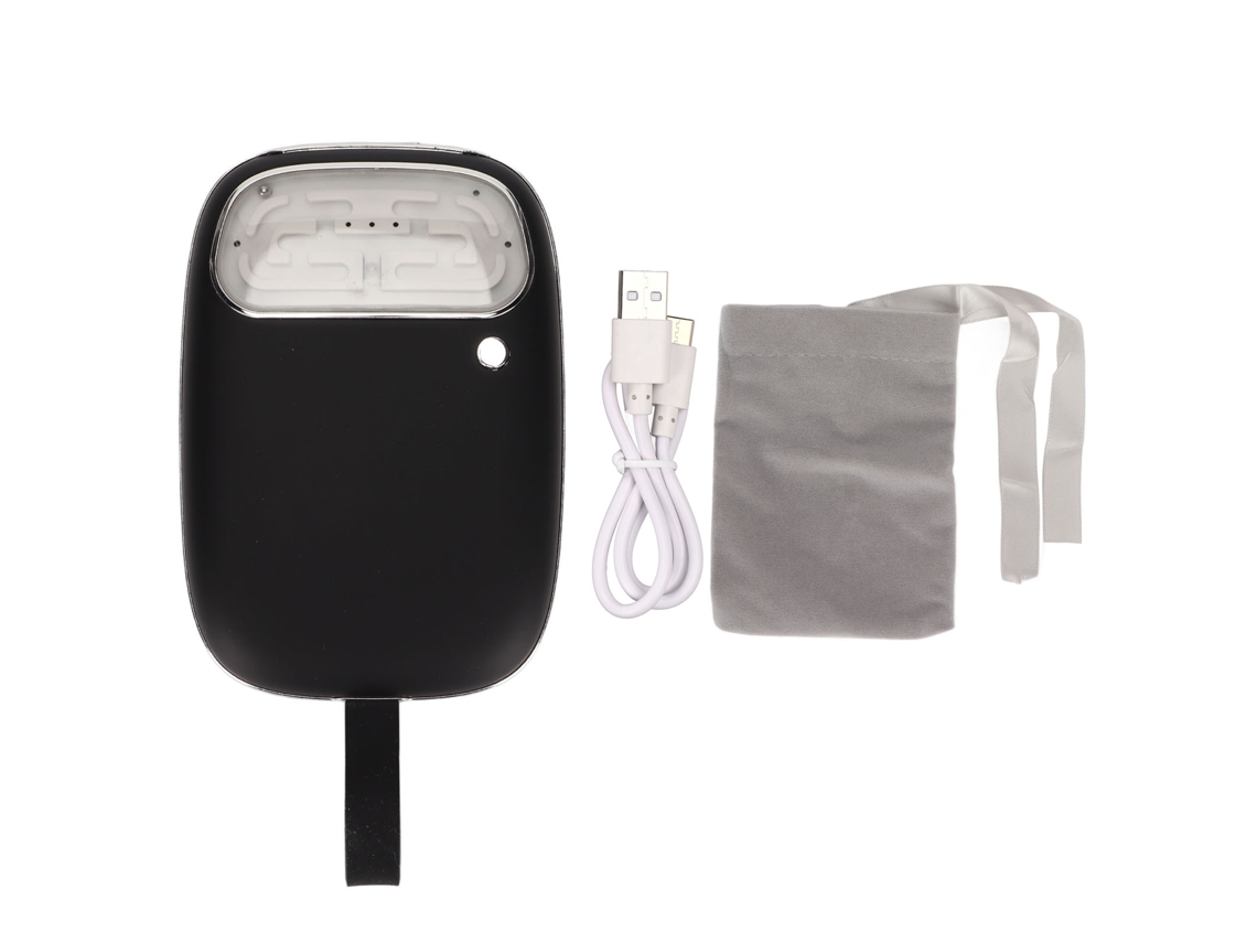 Calentador De Manos Eléctrico, Batería Externa Portátil Recargable De 10000 Mah Con Linterna Para Invierno - Negro