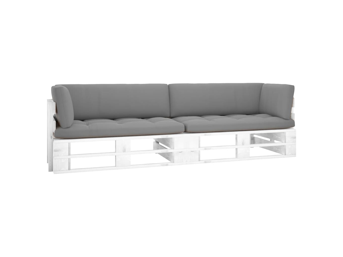 Sofá De Paletes 2 Lugares C/ Almofadões Pinho Impregnado Branco Dkd Home Decor