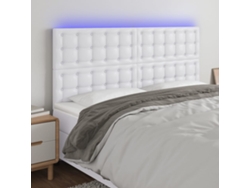 Cabecero Con Luces Led Cuero Sintético Blanco 200x5x118/128 Cm