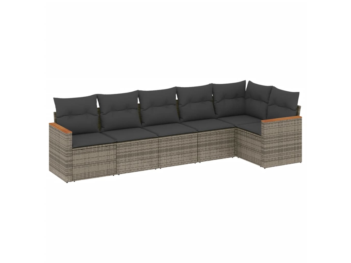 Maison Exclusive - Set De Muebles De Jardín 6 Pzas Y Cojines Ratán Sintético Gris