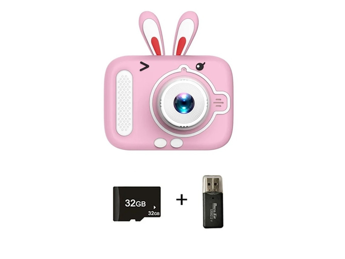 Cámara de fotografía para niños con doble cámara frontal y trasera de alta definición de 2000 W y Pixel 32g Yizhood (conejito rosa)